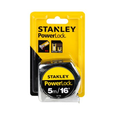 ตลับเมตร STANLEY POWERLOCK ขนาด 33-158(33-233) ขนาด 5 เมตร สีเงิน